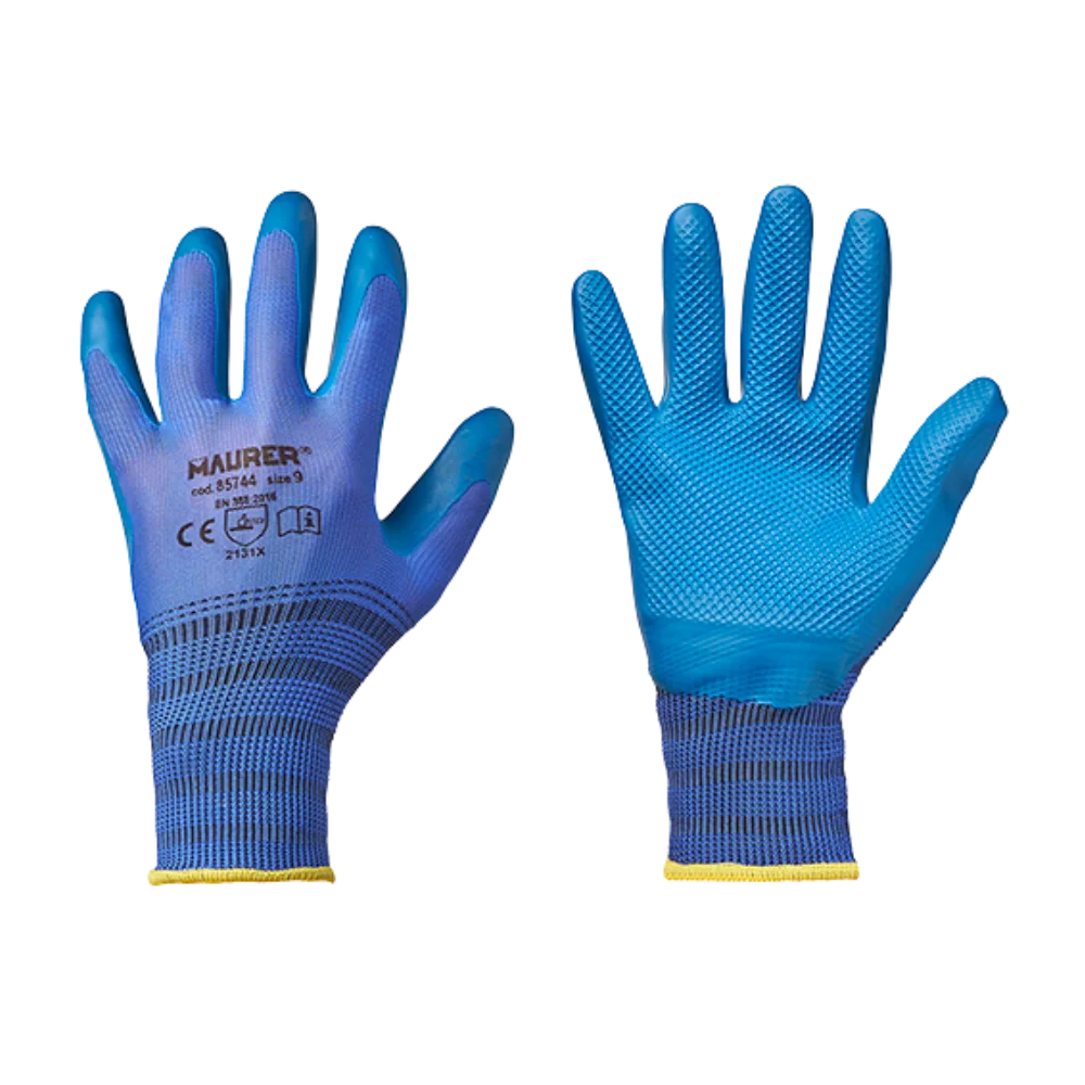 Guanti da lavoro in lattice blu, marca Maurer, misura 9
