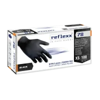 Confezione di guanti in nitrile, colore nero, marca Reflexx