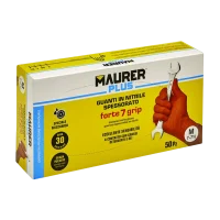 Confezione guanti in nitrile spessorato forte, 7 grip, marca Maurer Plus, colore arancione