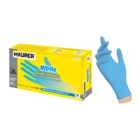 Guanti monouso in nitrile blu, marca Maurer